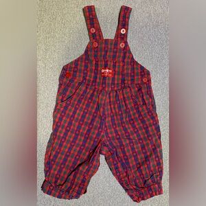 Vintage OshKosh B'gosh Vestbak Plaid Apple Overalls Size 12M